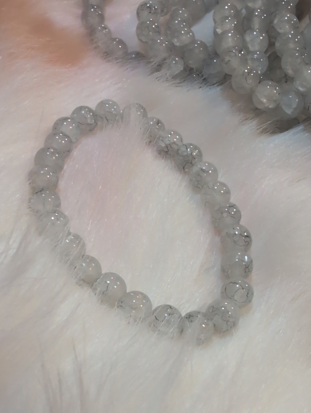 Gray Marble Beaded Stretch Bracelet